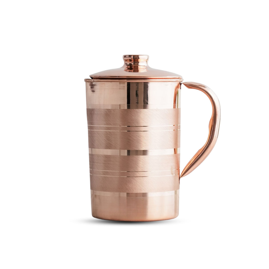 Pure copper luxury design jug with lid and handle, 1700 ML